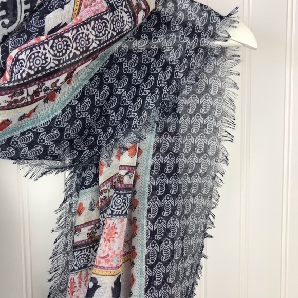 Navy Elephant Pattern Light Infinity Scarf, Ardene - Picture 3 of 6
